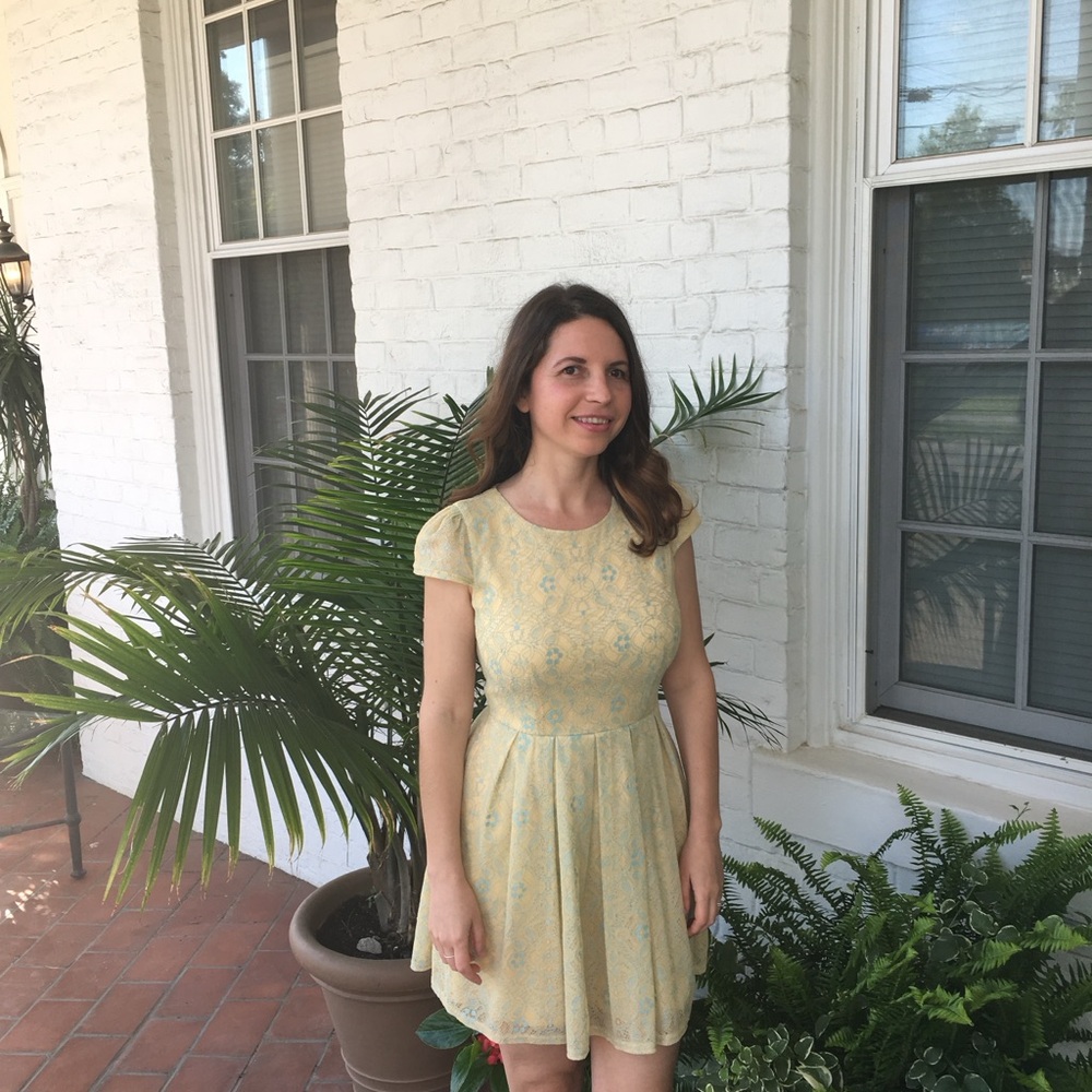 Elegant Yellow Lace Dress